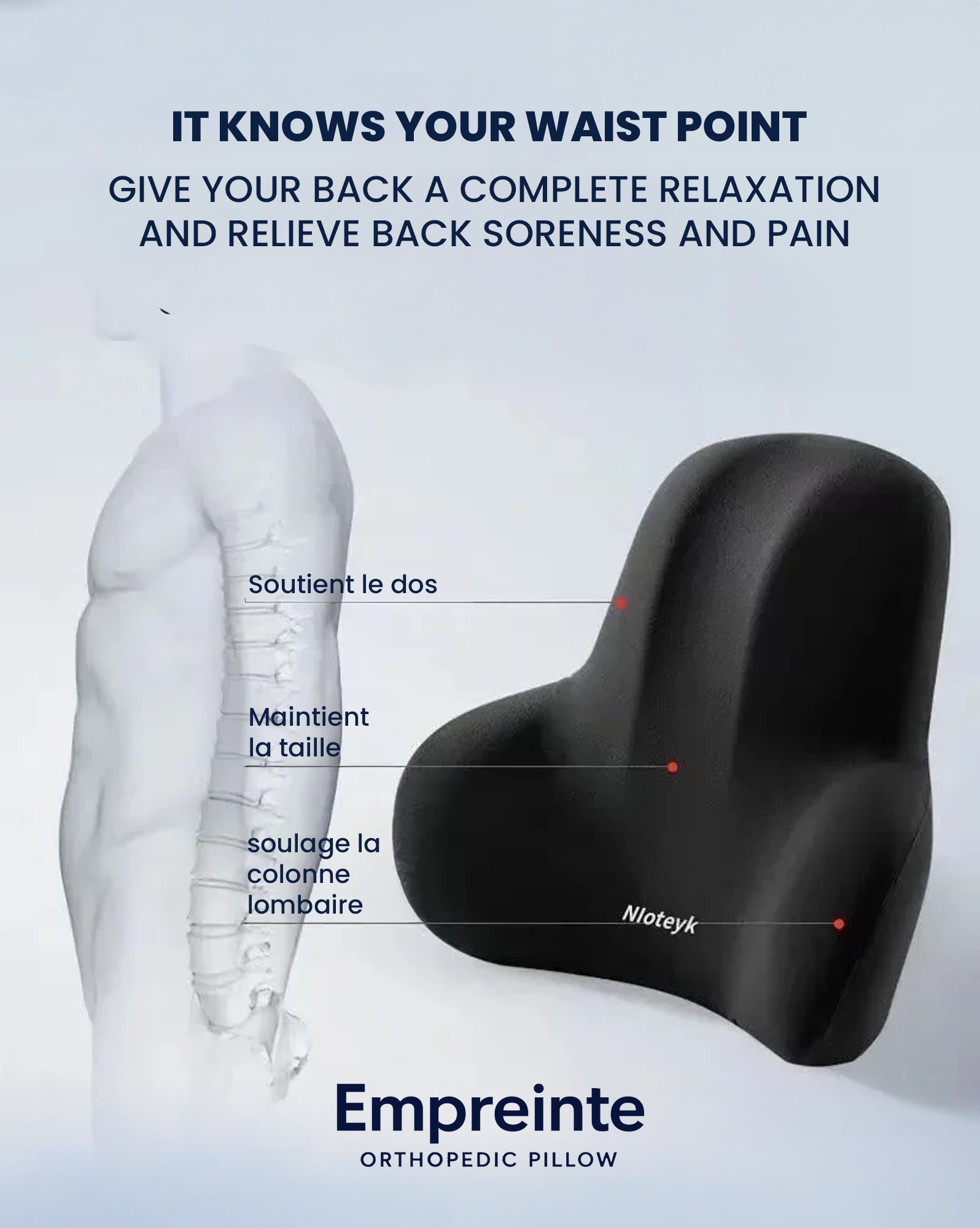 Coussin Cervical & Lombaire Voiture – Mousse à Mémoire de Forme