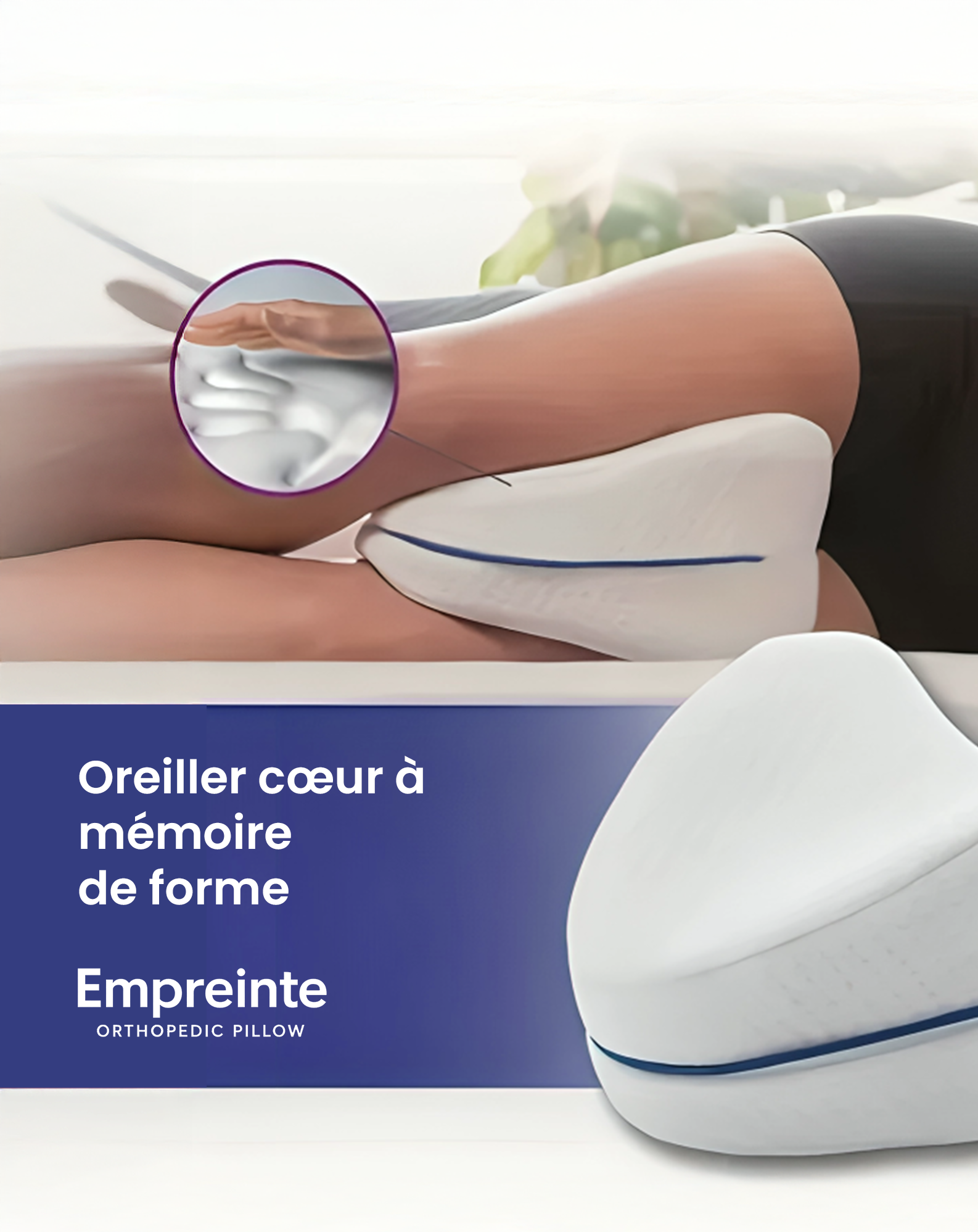 Oreiller cœur à mémoire de forme – Coussin genou ergonomique couple