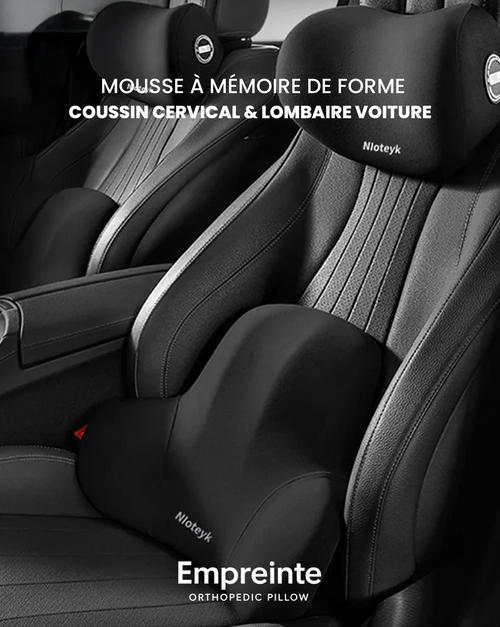 Coussin Cervical & Lombaire Voiture – Mousse à Mémoire de Forme