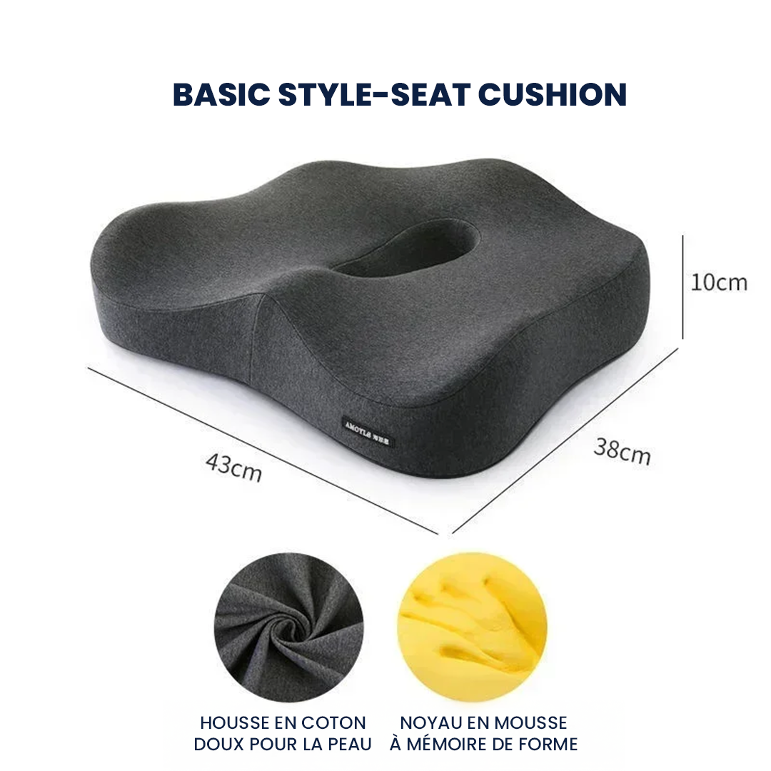 Coussin de siège ergonomique – Mousse mémoire de forme orthopédique