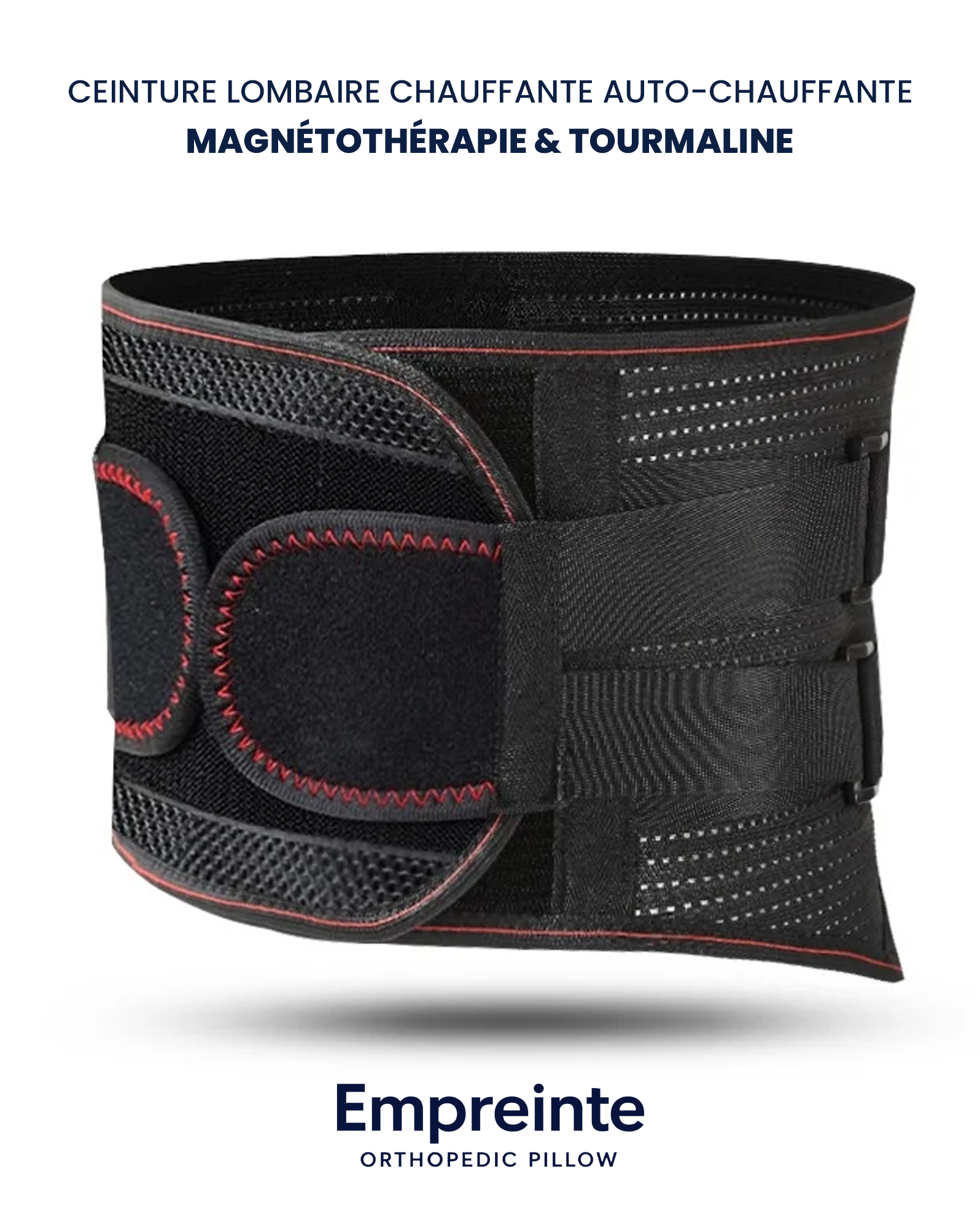 Ceinture Lombaire Chauffante Auto-Chauffante – Magnétothérapie & Tourmaline